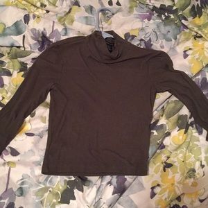 Knitter olive green turtle neck drop top